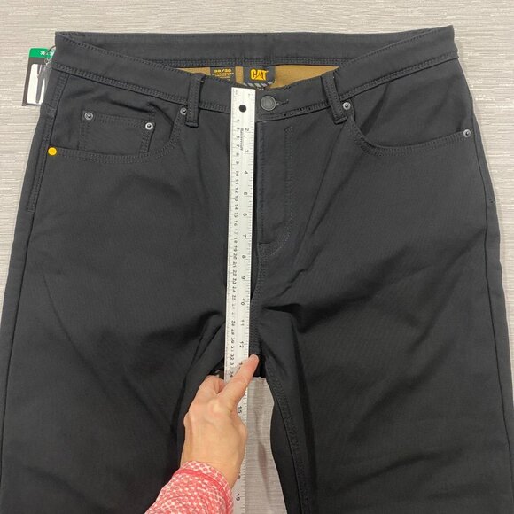 CAT Caterpillar Work Pants Mens 38 x 30 Black Canvas Fleece Lined Insulated - Picture 9 of 11